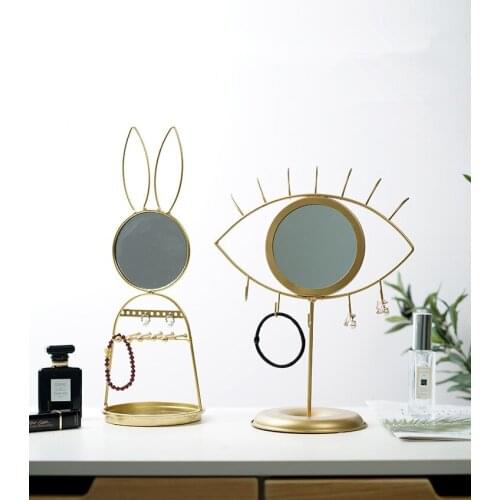 1PC Nordic Makeup Vanity Mirror Hook Desk Mirror Women Beauty Makeup Mirrors Bedroom Decors Jewelry Storage Rack Shelf JL 298