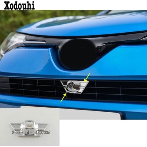 Car stick ABS chrome front head grill camera cover Photograph lamp trim 1pcs For Toyota RAV4 2016 2017 2018