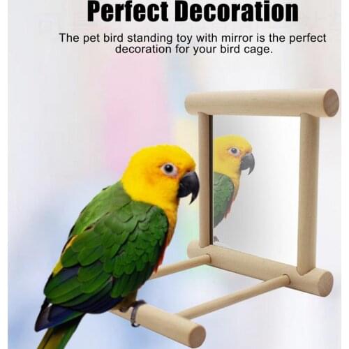 1pc Pet Bird Mirror Wooden Play Toy Stand For Parrot Budgies Parakeet Cockatiel Conure Finch Lovebird Birds Accessoires Dropship