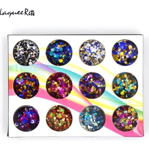 12 bottles/set Round Nail Glitter Mixed Size Round Ultrathin Sequin Nail Art Decoration Deep Colors DIY Accessories holographic