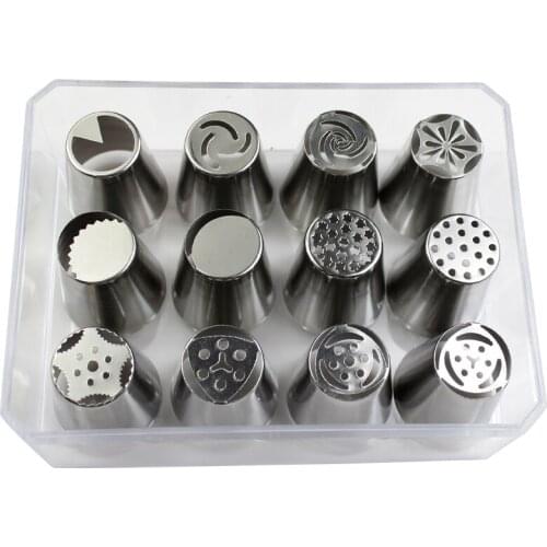 12PCS Professional Cake Decorators Russian Pastry Nozzles Piping Tips For Kitchen Baking DIY Cupcake Decorating Mouth Gift