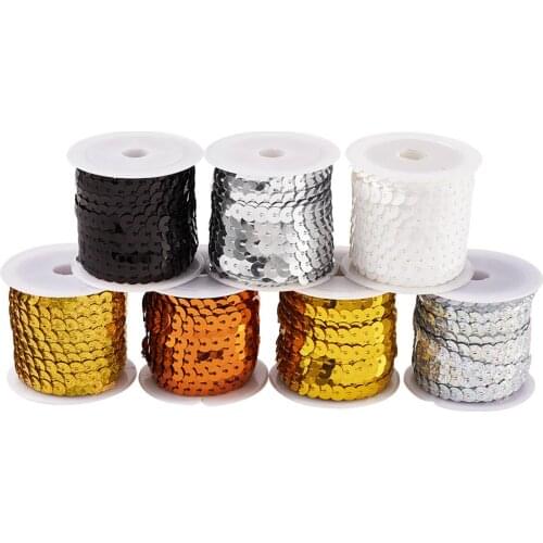 6mm Flat Round Environmental Plastic Paillette Beads Sequins Beads For Garment Dress Shoe Caps Making Accessories 7roll/set