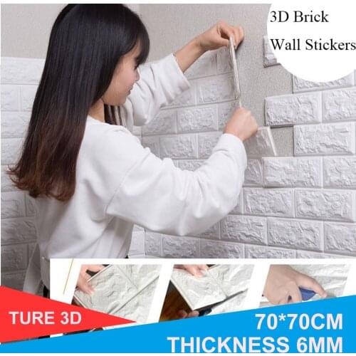 70*77 3D Wall Sticker Self Adhesive Wallpaper DIY Brick Living RoomTV Kids Safty BedroomWarm Home waterproof Decor Wall Stickers
