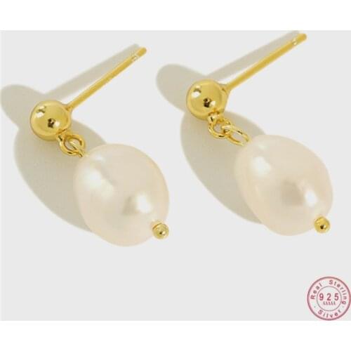 925 Sterling Silver French Simple Baroque Pearl Earrings Women Light Luxury Temperament Wedding Party Jewelry Gift