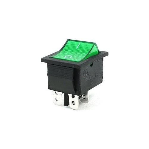 Free shipping!Free shipping !AC 220V 5A Panel Mounted 4-Pin DPDT I/O Green Light Rocker Switch