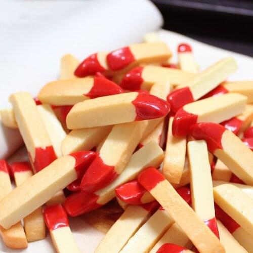 Boxi 10pcs Resin French Fries Slime Additives Charms Cute Pretend Biscuit DIY Kit Accessories For Fluffy Clear Slime