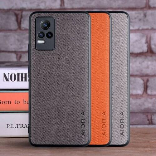Case for Vivo V21E 4G coque Luxury textile Leather skin soft TPU hard phone cover for vivo v21e 4g case