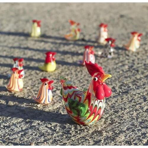 Chick Decoration Lovely Good Craftsmanship Glass Animal Cock Figurine for Desktop