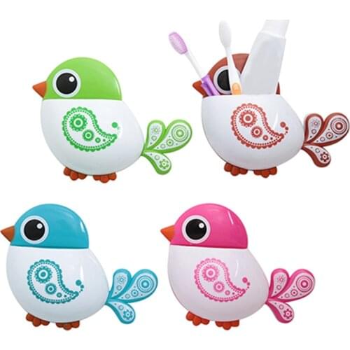 1 Piece Funny Popular Kids Favourite Cartoon Bird Pattern Suction Cup Tooth Brush Holder Bathroom Accessories for Toothbrush