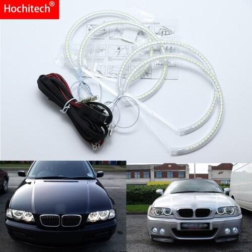 For BMW E46 coupe 1999-2003 without lens Ultra bright SMD white LED angel eyes 2600LM 12V halo ring kit daytime running light