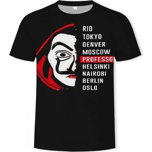 La Casa De Papel Harajuku Funny Fashion Print Mens Short Sleeve T-shirt TV Series La Casa De Papel Casual Short Sleeve Top