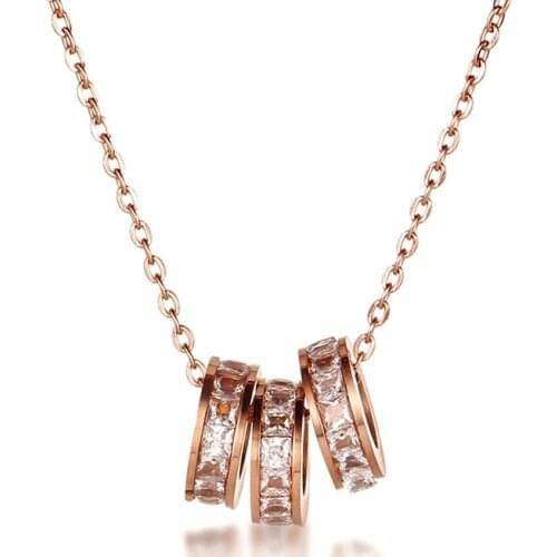 Italy Luxulry Chain Stainless Steel Zircon Pendant Necklace Jewelry Accessories Clavicle Engagement Gift