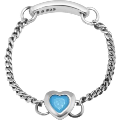 Spirited Heart Ring 925 Sterling Silver Cyan Blue CZ Decoration Rings for Women Wedding Original Jewelry anillos mujer