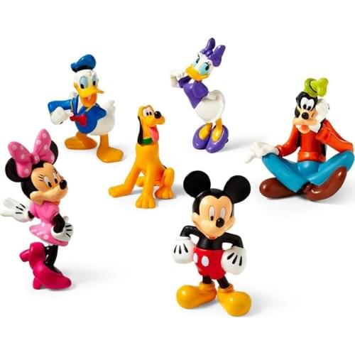Disney 6pcs 6-7cm Mickey Mouse Minnie Donald Duck Mini Cute Cartoon PVC Action Figures Model Toys Childrens Gifts Cake Toppers