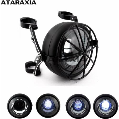 Motorcycle LED Headlight High Low Beam DRL Daytime Running Light Bike Retro Headlamp Bracket for Harley Touring Softail Chopper