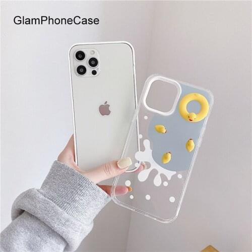 GlamPhoneCase 3D Swimming duck Phone Case For iPhone12Pro/max 11Pro/Max XS Max XR Soft Silicone Cover For iPhone11 7 8Plus Case