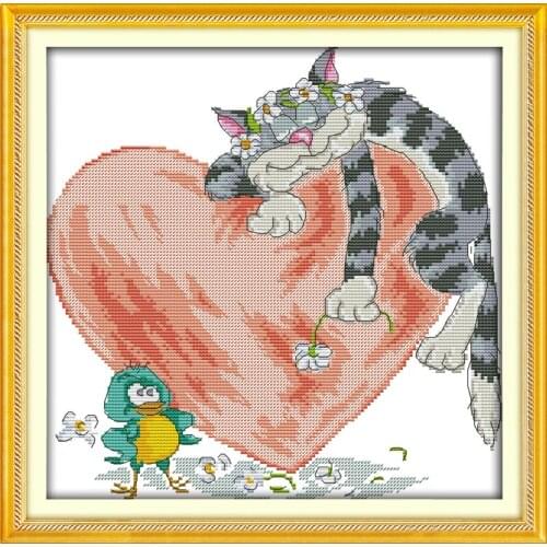 Happy love cross stitch kit cartoon 14ct 11ct count print canvas stitching embroidery DIY handmade needlework