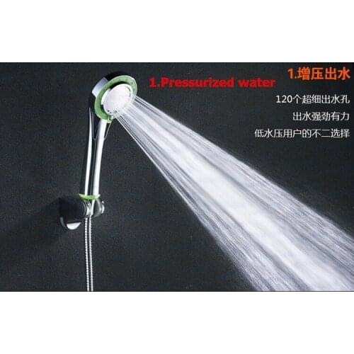 Free shipping pressurized water saving ABS with chrome plated hand-held multi-functions shower head