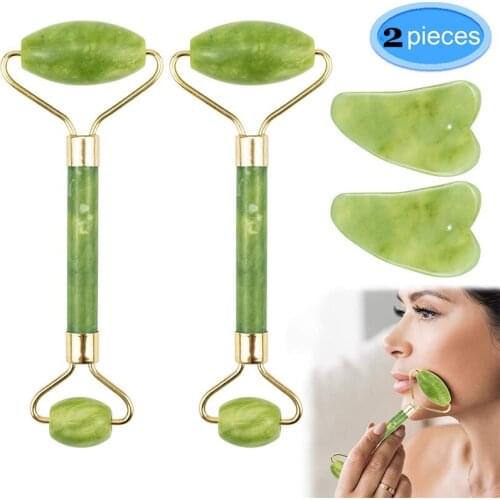 Natural Face Massager Gua Sha Jade Roller Face Massage Tool Set Face For Massager Guasha Facial Neck Skin Beauty Care Set