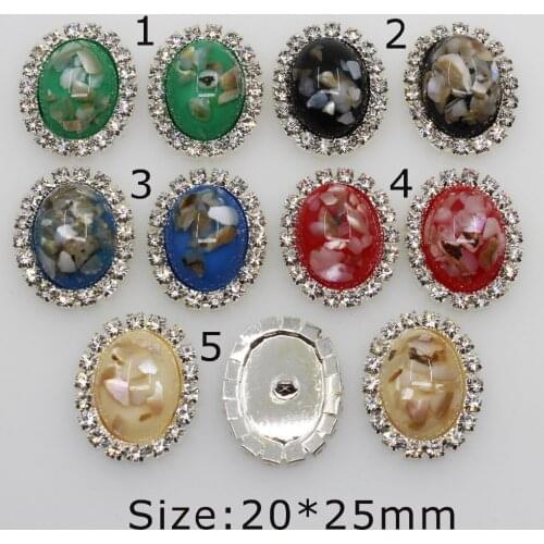 2018 New 10pc 20*25mm oval crystal rhinestone Button Shank DIY sewing clothing Fitting scrapbooking Wedding invitations decorate