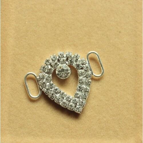 NEW !10pcs/lot Clear Crystal Rhinestone Bikini Connectors/ Buckle Silver Metal For Swimming Wear Bikini High Quality