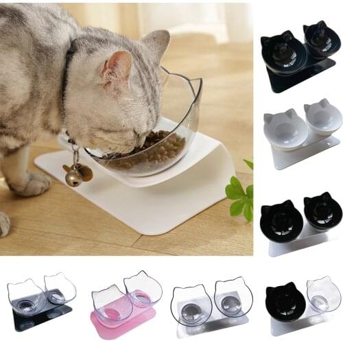 New Non-slip Cat Double Bowls with Raised Stand Pet Food Water Bowls for Cats Dogs Feeders Pet Supplies With Protection Cervical