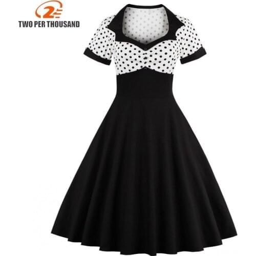 2018 Summer Women Dress Retro 1950s 60s Dress Female Polka Dots Pinup Rockabilly Sexy Party Dresses Vintage Tunic Vestidos Mujer