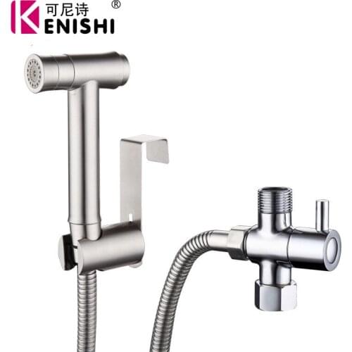 Adjustable Stainless Steel Toilet Spray Gun Set Shower Bidet Toilet Spray Cleaning Gun Toilet Seat Nozzle Accessory Free press