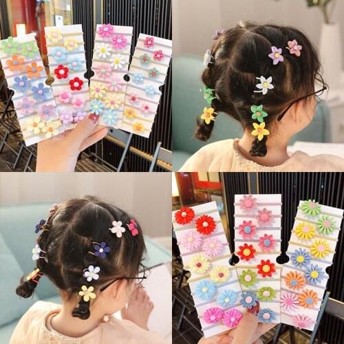 10pcs Flowers Elastic Hair Bands Girls Women Scrunchy Ponytail Holder Rubber Bands Scrunchies Children Headwear Hair Accessories