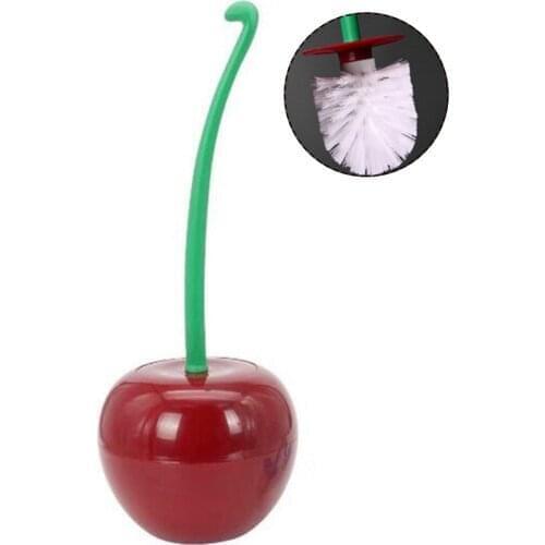 Cherry Toilet Brush Plastic Holder Set Cleaning Brush For Bathroom Lavatory Long HandleStrong Detergency Brush