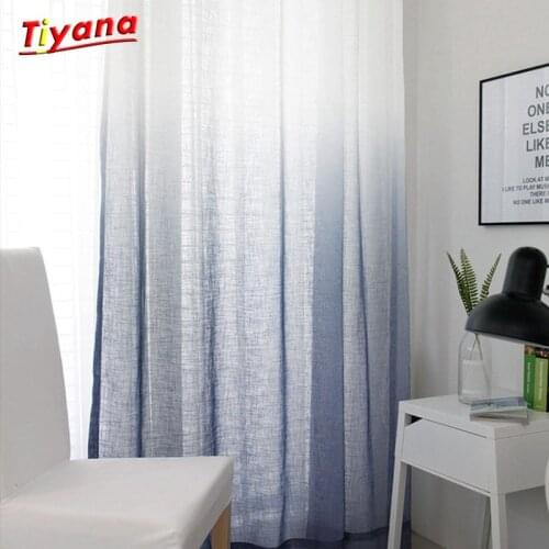 Hemp Yarn Curtain Tulle for Living Room Creative Gradient Color Screen Nordic Simple Modern Curtain Bedroom Gauze Bay Window 30