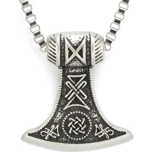 Slavic Kolovrat Perun Axe Pendant Norse Runes Jewelry Odin Aegishjalmur Helm Of Awe Viking Necklace Wicca Pagan Talisman