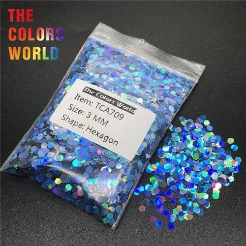 TCA709 Holographic Laser Dark Blue Color Hexagon Shape Nail Glitter For Nail Decoration Nail Gel Makeup Facepaint DIY Accessorie