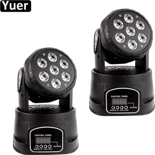 2Pcs/Lot Wash Strobe Effect 2IN1 Mini Moving Head Light 7X10W RGBW 4IN1 DJ Disco Light DMX512 Disco Ball Party Club Lights