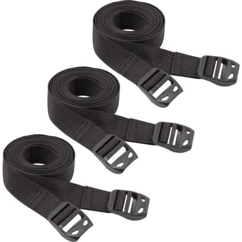 3pcs 1.5m Practical Tie Down Strap Strong Ratchet Belt Suitcase Safety Strap Cargo Lashing with Press Buckle for Outdoor (Black)