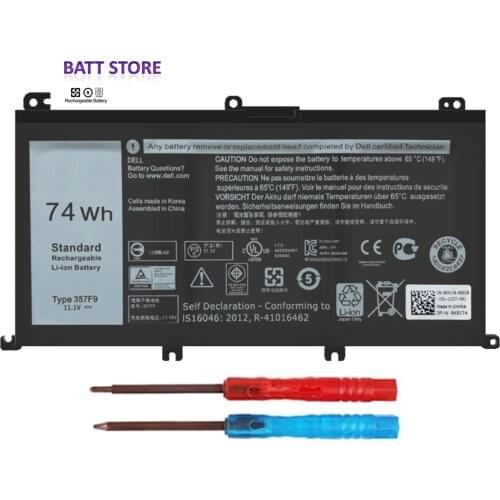 357F9(11.1V 74Wh）Laptop Battery For Dell Inspiron 15-7000 7559 7557 7566 7567 5576 INS15PD-1848B INS15PD-1548B INS15PD-1748B