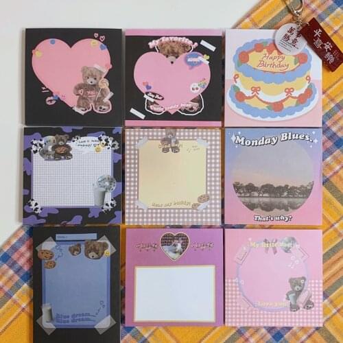50 Sheets Retro Bear Ins Cake Memo Pad Korean Notepad Message Note Paper DIY Scrapbook Journal Kawaii Decoration Stationery