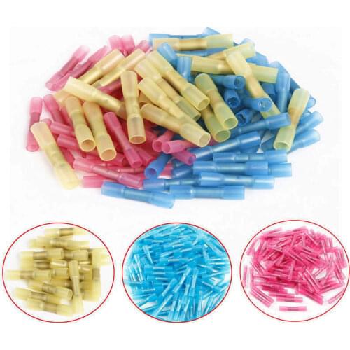 50pcs insulated fast wire connector, welding heat shrinkable tube, cable crimping end, waterproof cable tie terminal kit 50pcs