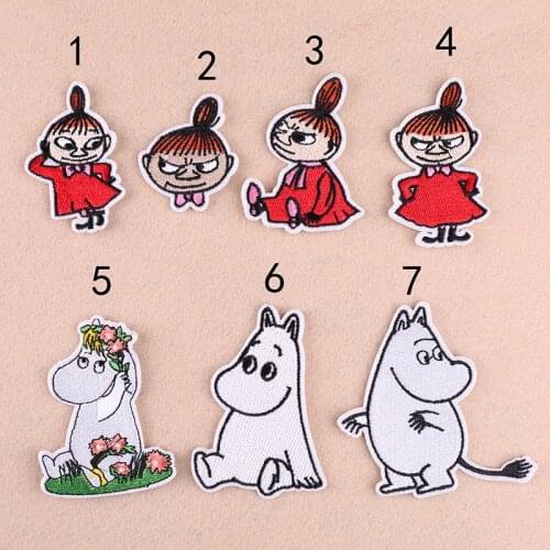 7pcs Mix DIY Cartoon Gril Pattern Iron-On Embroidery Cloth Patches Embroidery Chapter Decorative Stickers scrapbook