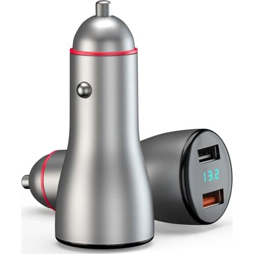 Wholesale 12-24V Car Charger Dual USB Ports 66W Fast Charging Lighter Adapter with Digital Voltmeter for Phone Tablets Dash Cams