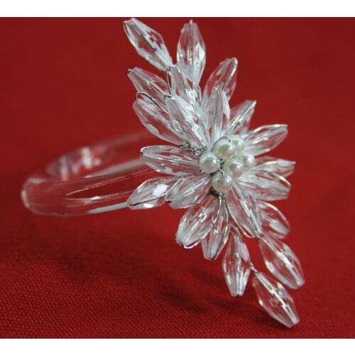 Free shipping clear acrylic flower napkin ring,wedding, holiday decoration napkin holder 12 pcs qn19103101