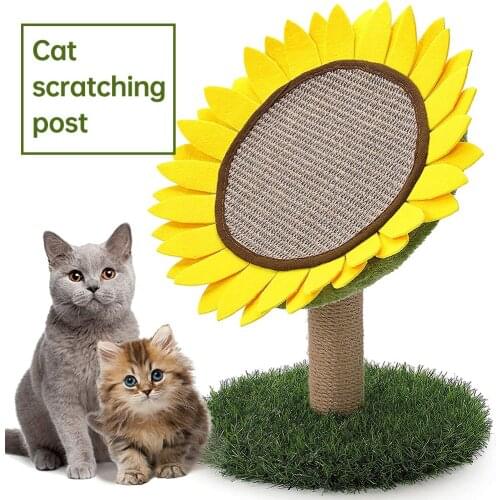 Cat Scratch Board Toy Sisal Lovely Sunflower Shape Cats Scratching Post Toys Protecting Grind Claws Cat Scratcher Toy Mat