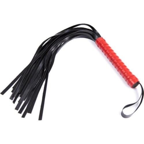 Erotic Toys Bdsm Bondage Whip Red Handle Black Whisker Leather Whip Sex Toy for Women Products for Adults Riding Crop Horse Whip
