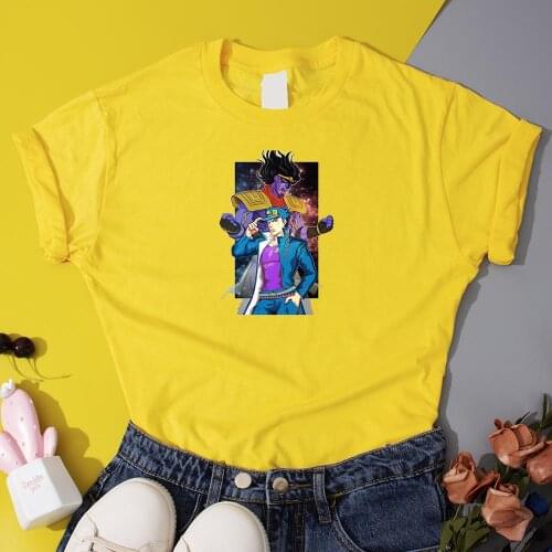 Vaporwave Aesthetic Jotaro Female T-shirt Jojo Bizarre Adventure T Shirt Women Summer Tops Japanese Anime Manga Graphic Tees