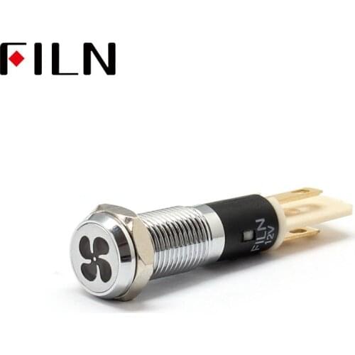 FILN 8mm Car dashboard silver shell Fan tag C40 12v led indicator light with Solder foot