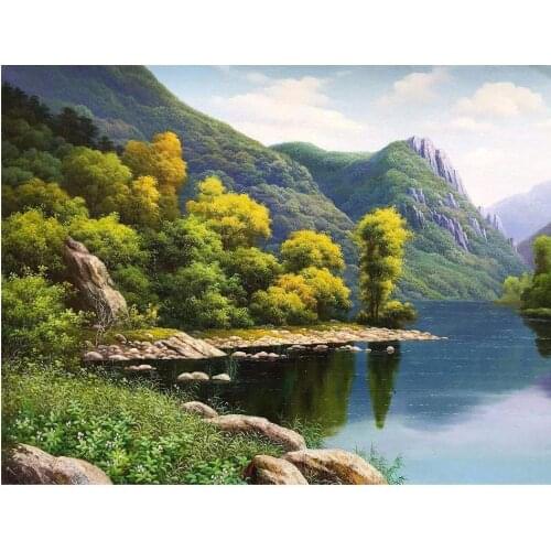 Mountain diamond painting lake scenery rhinestone embroidery landscape mosaic stickers decor diamond dots poster wall papers