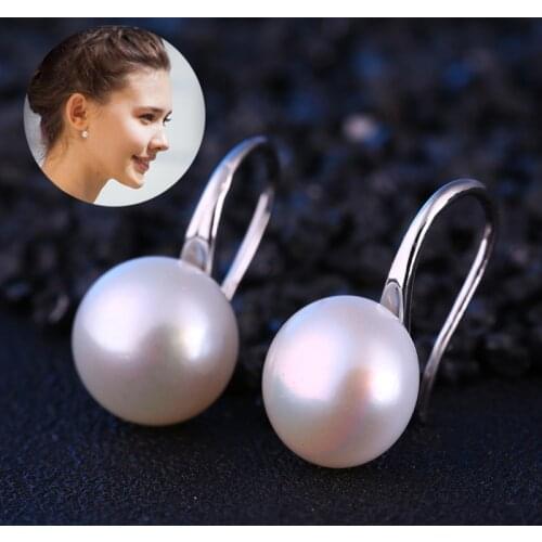 Exquisite Natural Transparent Pearl Earrings, Simple Round White Pearl Earrings Jewelry for Party Wedding Jewelry Gift Wholesale