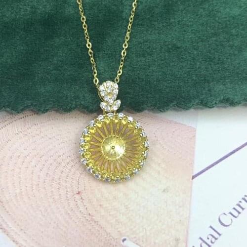 Exquisite Charm 925 Sterling Silver Pendant Base Settings Mountings Findings Parts for Pearl Coral Jade Beads Stones Crystal