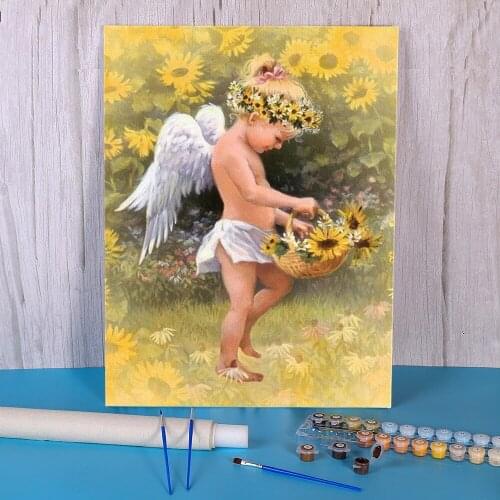 Angel Religion Paint By Numbers Set Acrylic Paints 50*70 Boards By Numbers Decorative Paintings For Handicraft