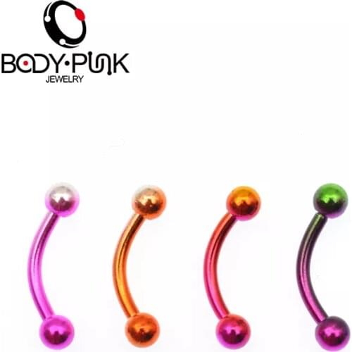 BODY PUNK Surgical Stainless Steel Eyebrow Rings Stainless Steel Ball Barbell Eyebrow Rings Bars Tragus Piercing EB 002